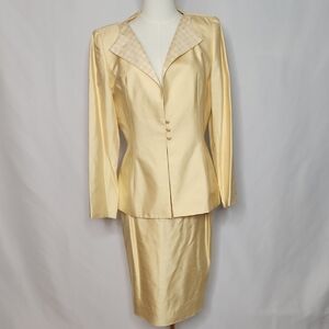 Zang Toi Gold Silk Skirt Set Size 8